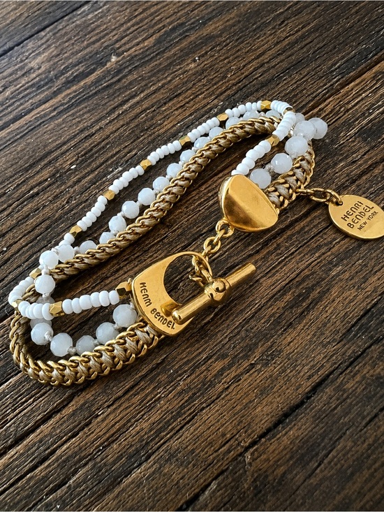 henri bendel Jewelry - henri bendel Gold & White Layered Toggle Bracelet